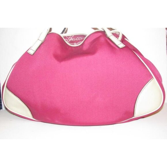 Gucci Bag "Boulevard" Pink Satchel Bubblegum Canvas Leather Tote w Logo - Picture 5 of 11